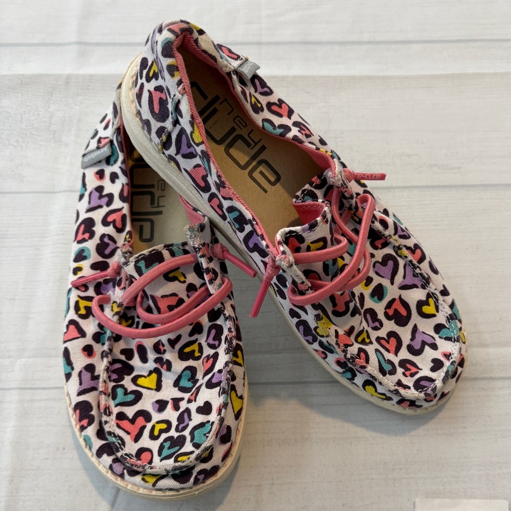 Hey Dude Kids Heart-Print Canvas Sneakers in Pink Multi